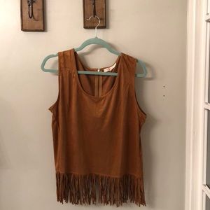 Fringe suede crop top